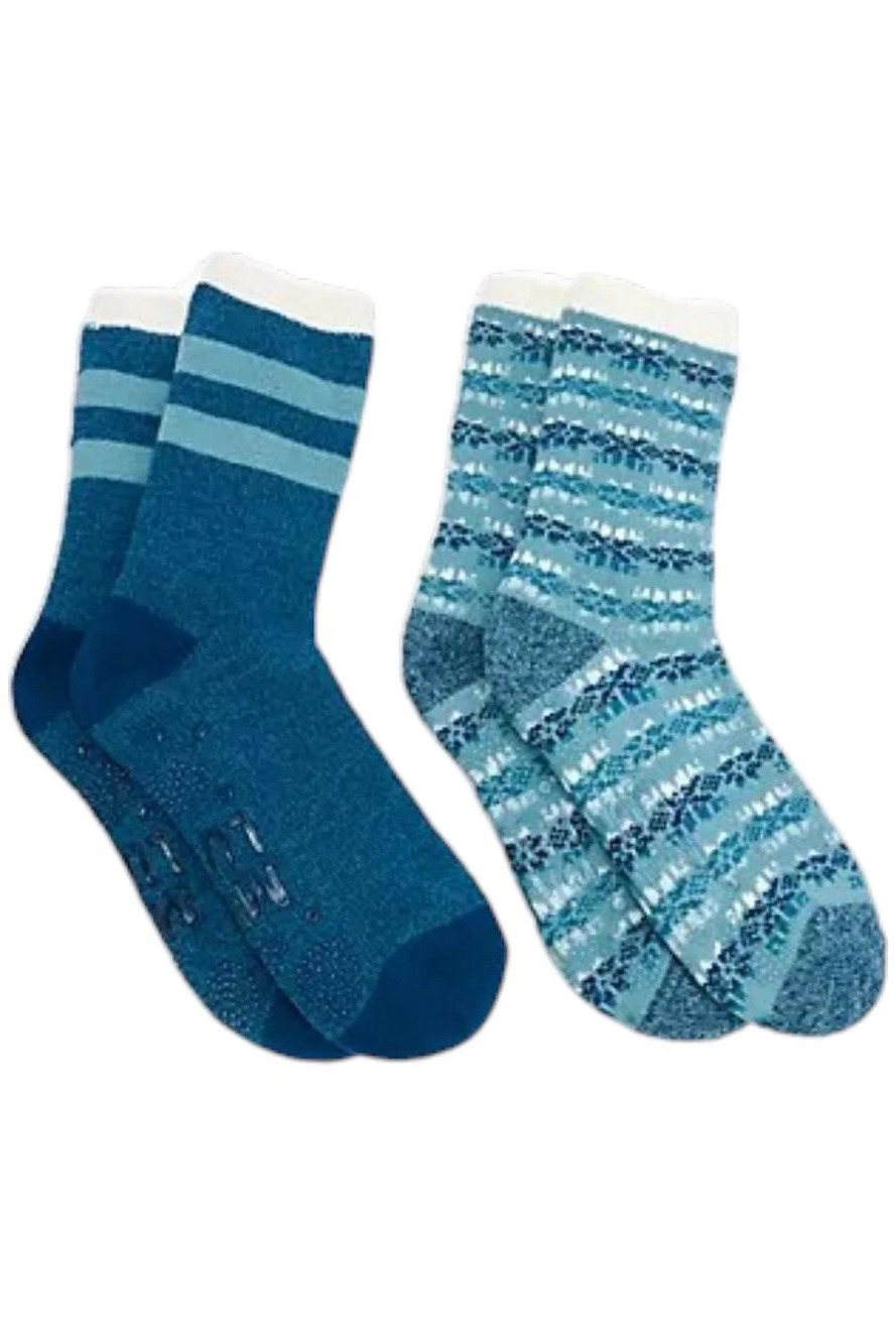 MUK LUKS Women`s 2-Pack Jojoba Infused Cozy Lined Socks Turquoise